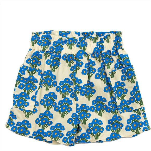 NEW ABRIL FLORES MIL girls side pocket shorts in blue bouquet - Picture 1 of 1